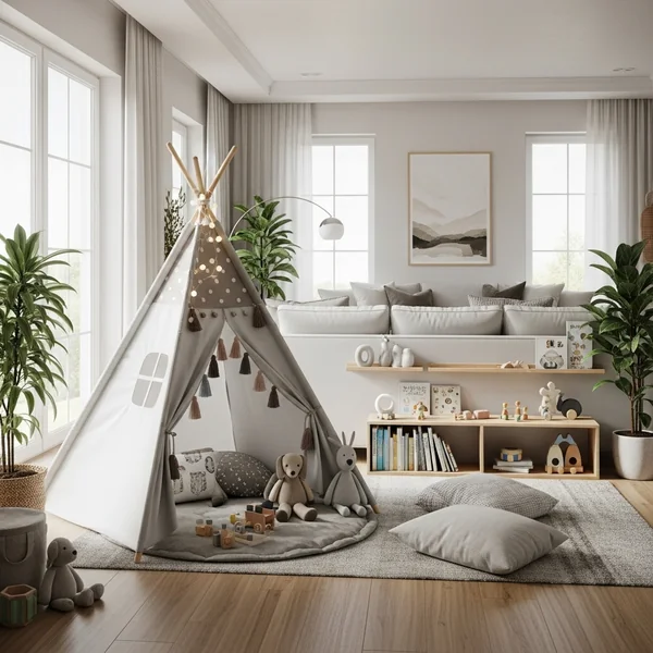 Indoor Teepee Play Corner With Cozy Floor Seating