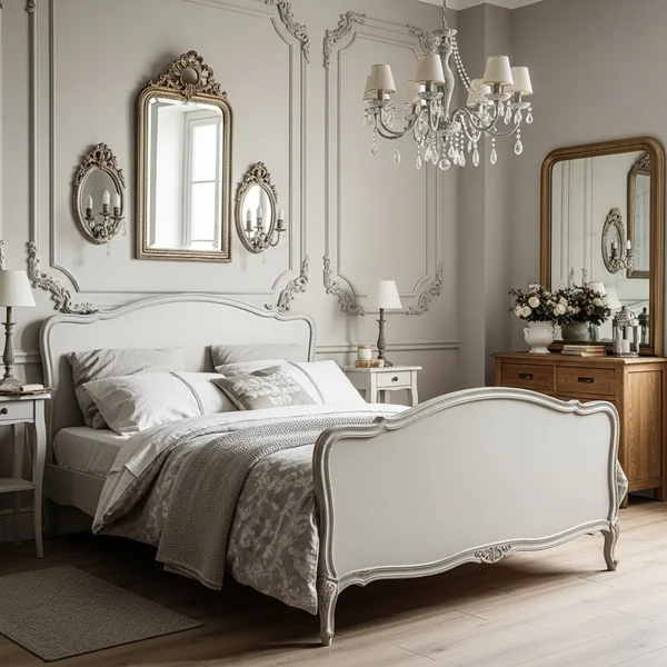 French Vintage Bedroom with Classic European Elegance