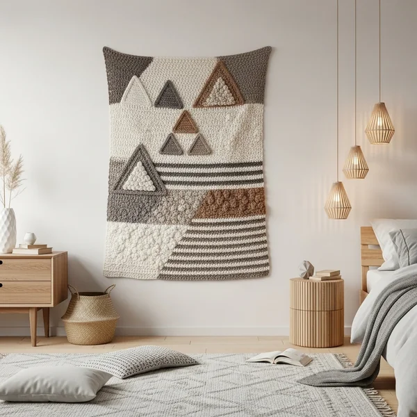 Geometric Crochet Wall Tapestry