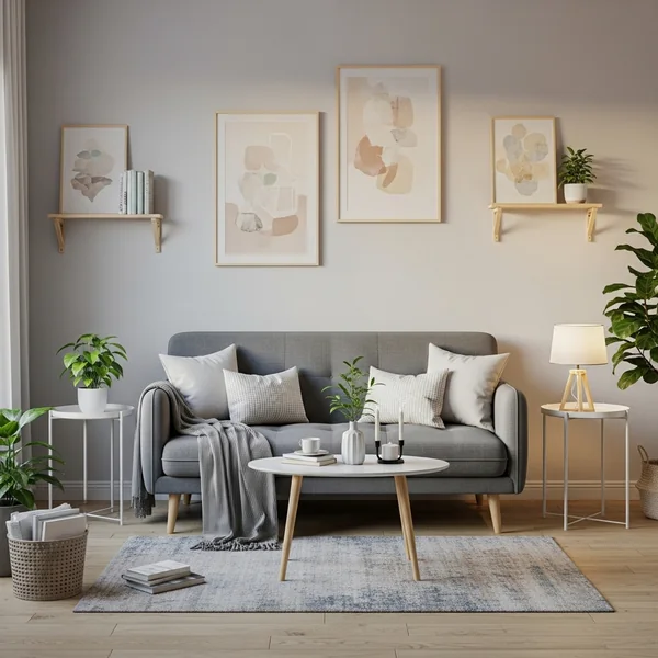 Small Living Room with Grey Couch