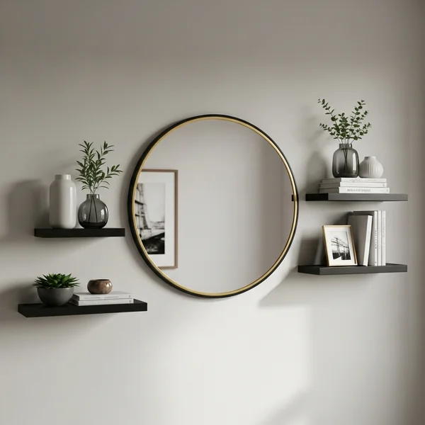 Mirror and Shelf Wall Combo