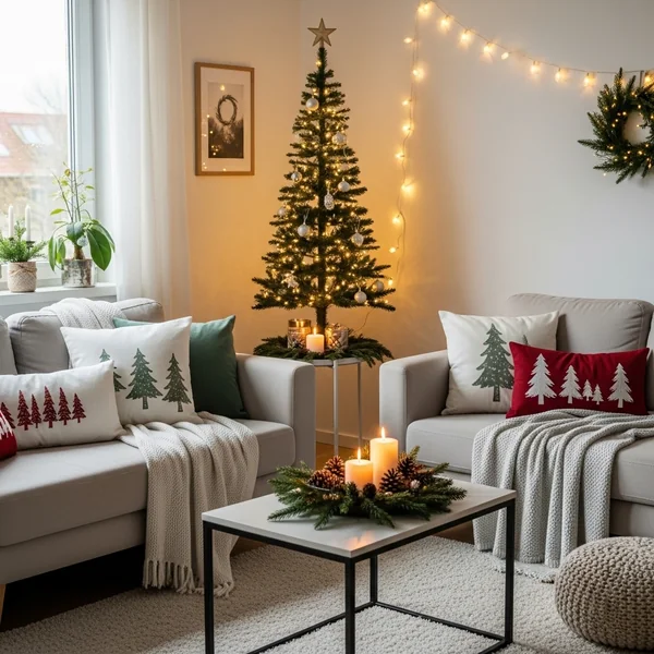 Festive Christmas Touch for Small Living Rooms