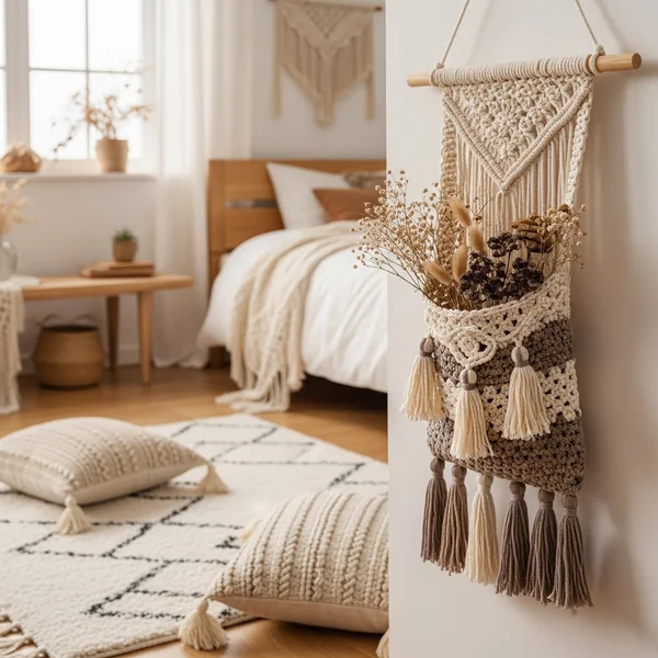 Boho Crochet Wall Pocket