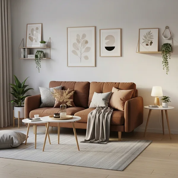 Small Living Room with Brown Couch