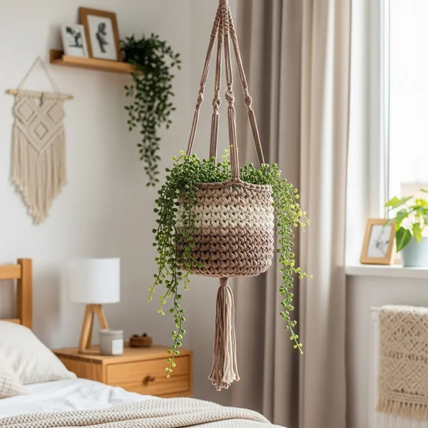 Crochet Hanging Planter Basket