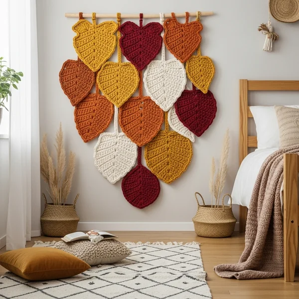 Crochet Autumn Leaf Wall Hanging