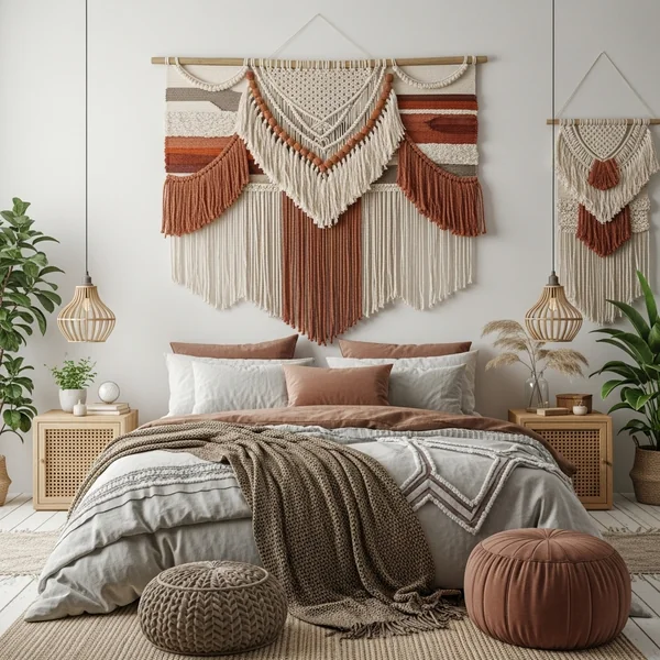 Boho Textile Wall Decor Above the Bed (Warm & Cozy Style)