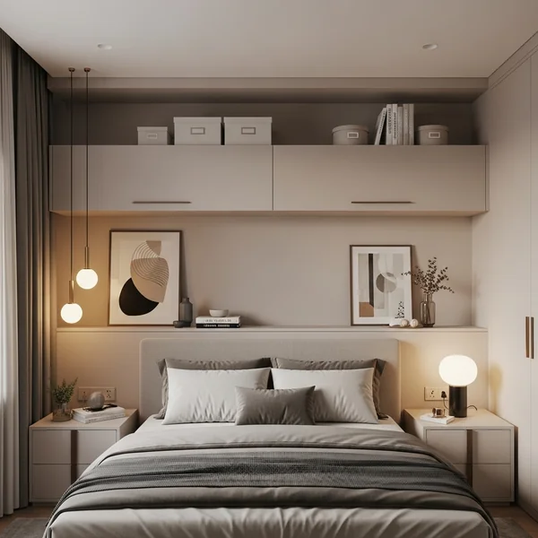 Functional Storage Decor Above the Bed (Hidden & Practical Style)