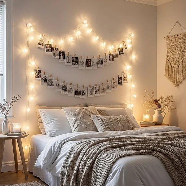 Wall-Mounted String Light Display