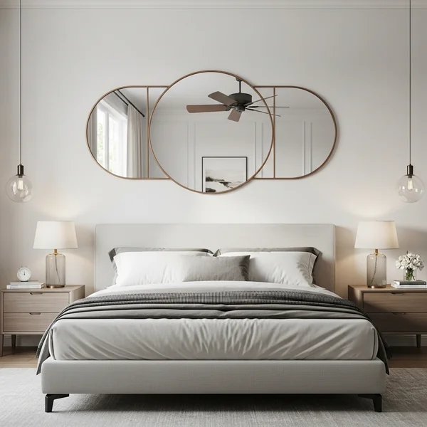 Mirror Decor Above the Bed (Bright & Space-Enhancing)
