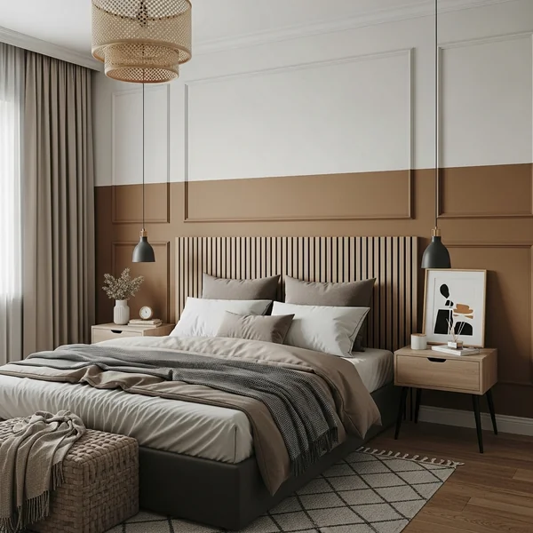 Wall Panel or Painted Accent Above the Bed (No Headboard Solution)