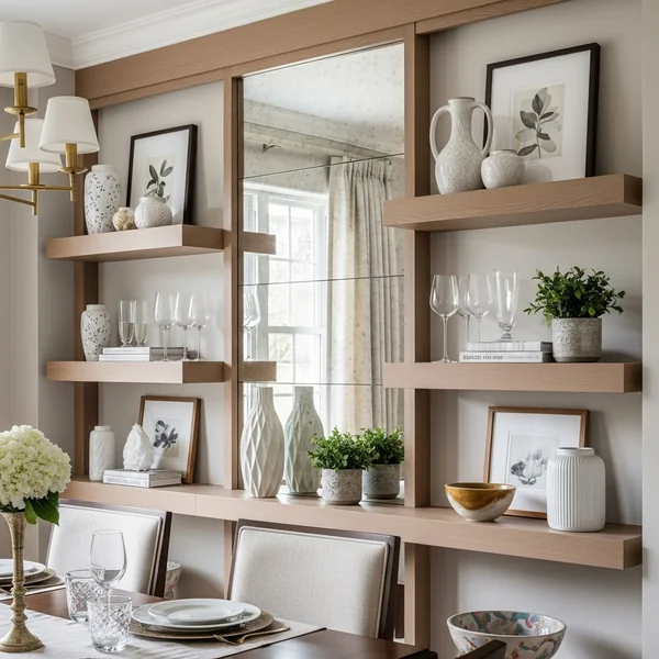 Elegant Dining Room Shelf Styling