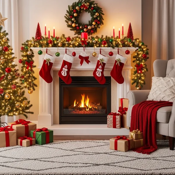 Festive Holiday Fireplace