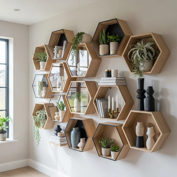 Geometric & Glass Shelf Styling