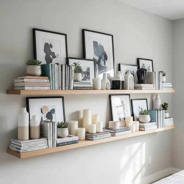 Sleek Long Floating Shelf Styling