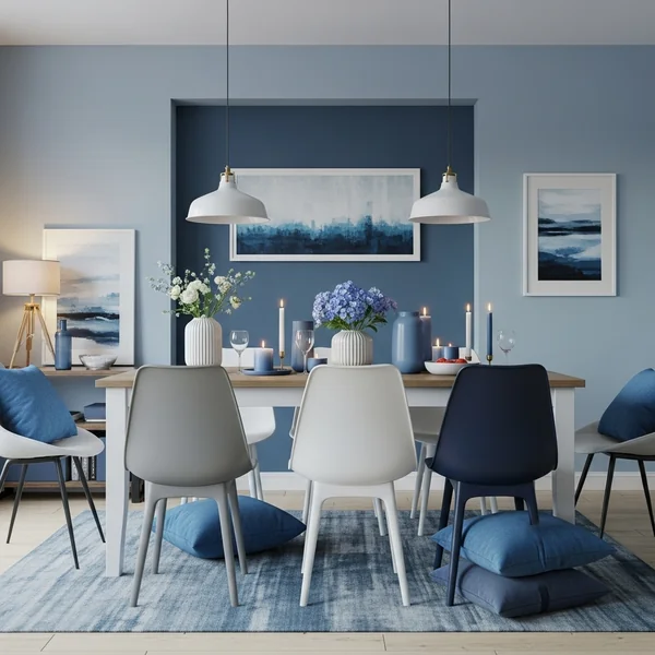 Blue-Themed Dining Room