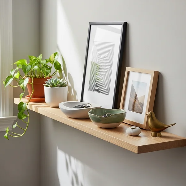 Slim & Functional Entryway Shelf Styling