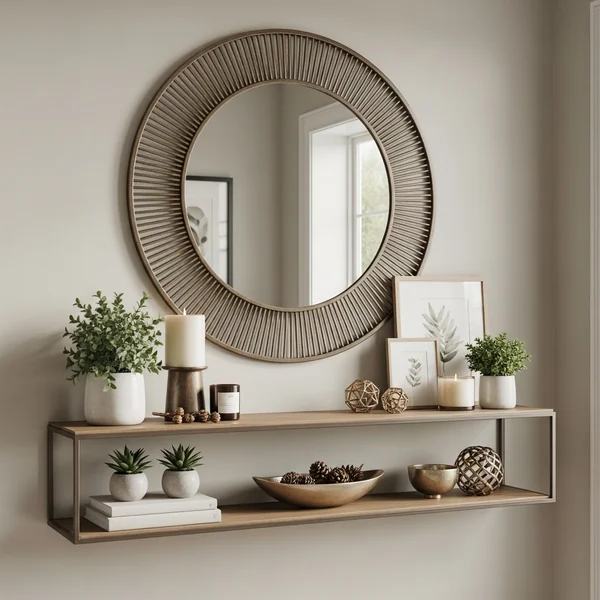 Chic Mirror & Open Shelf Display