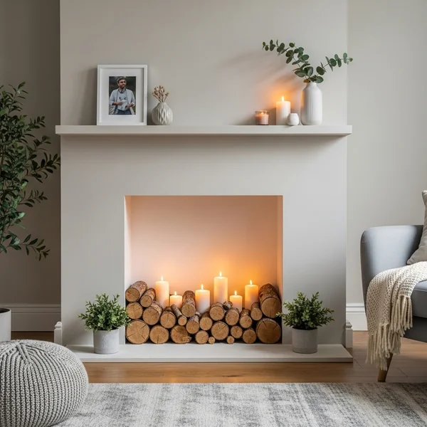 Faux Fireplace Styling