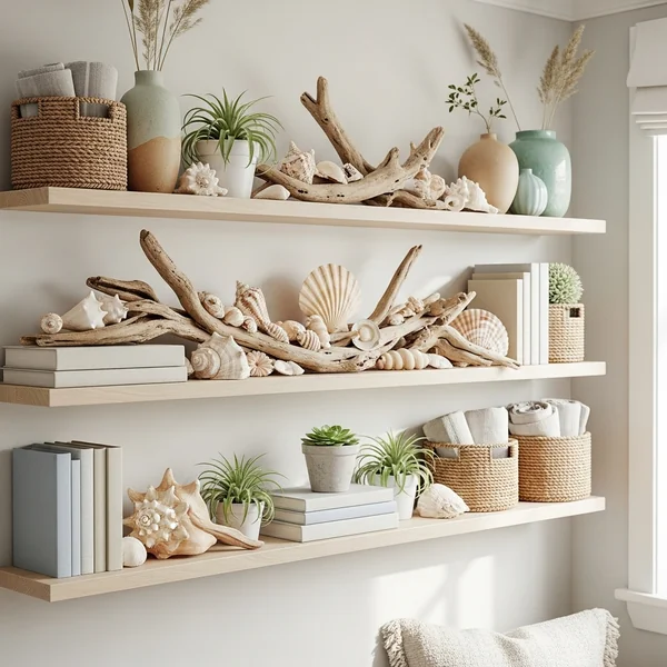 Beachy Coastal Shelf Styling
