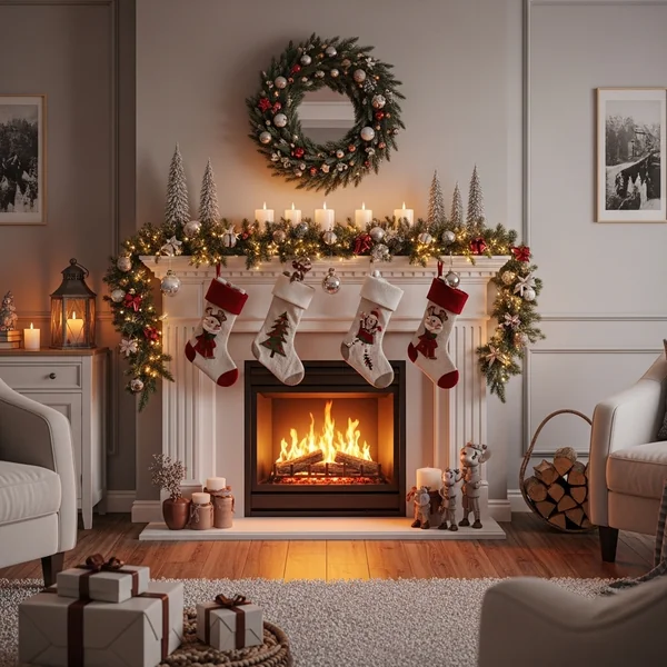 Holiday-Themed Fireplace