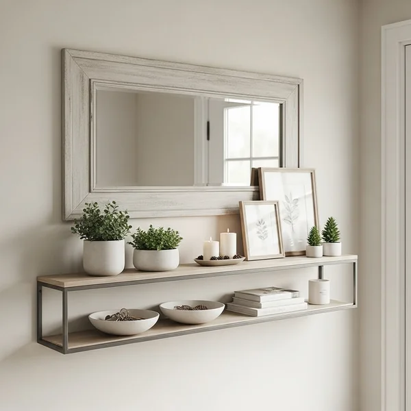 Functional Mirror & Entryway Shelf Styling
