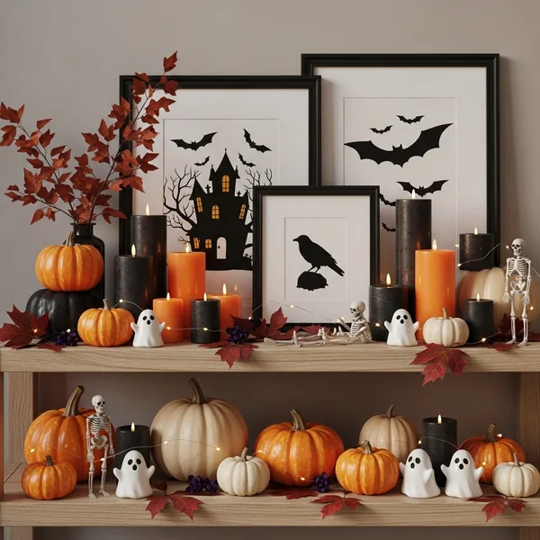 Festive Halloween Shelf Styling