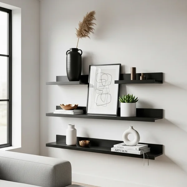 Minimalist Black & White Shelf Display