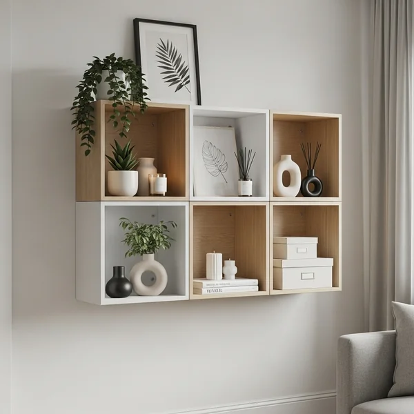 Minimal Cube Shelf Styling for Small Spaces