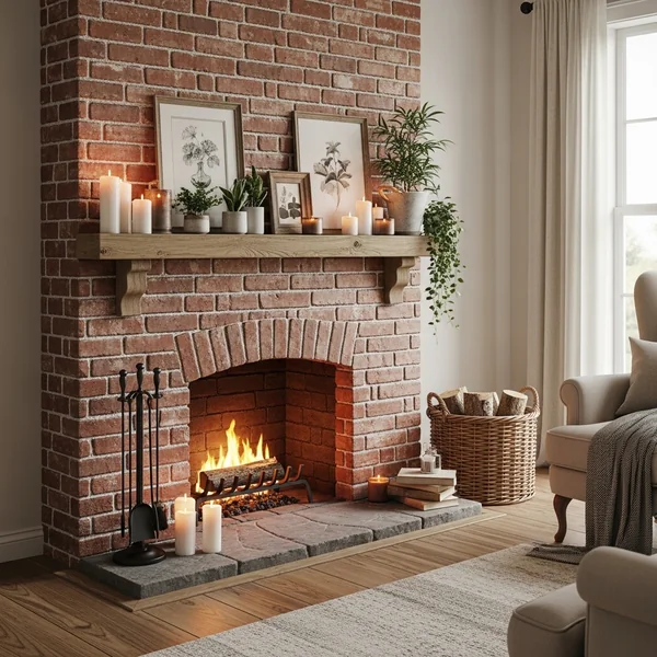 Charming Brick Fireplace