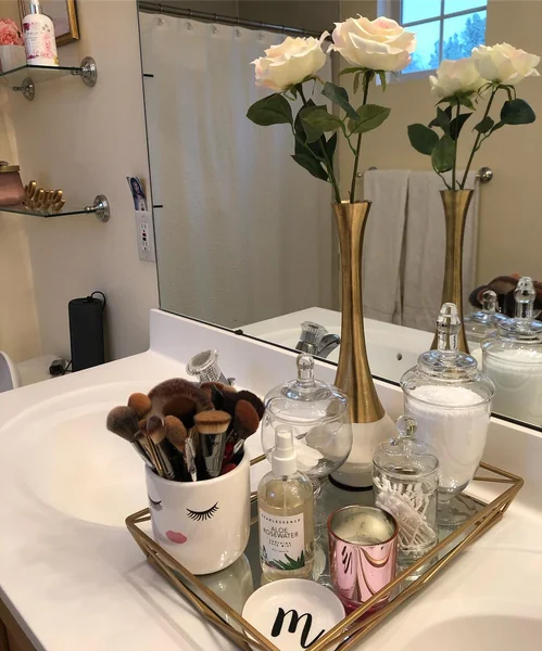 Personalized Chic with a Rectangular Gold Wire Vanity Organizer