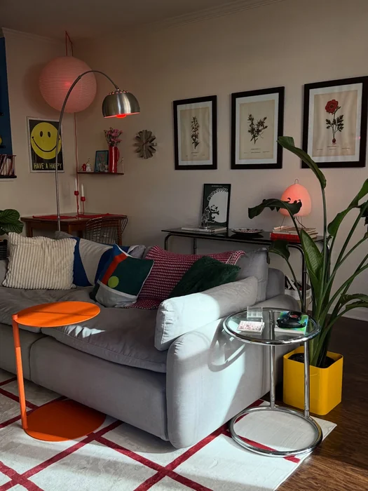 Colorful Small Apartment Living Room with Retro Vibes