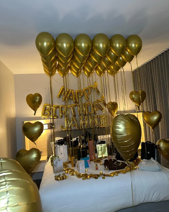 Golden Birthday Hotel Room Surprise Decor