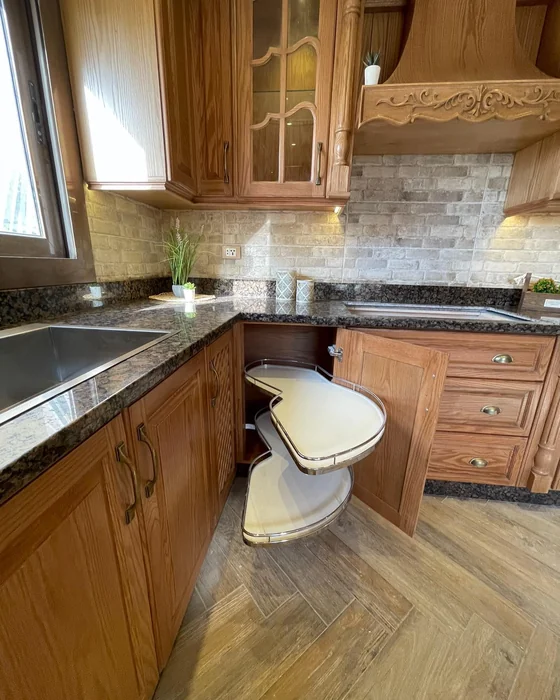 Corner Kitchen with Lazy Susan Pull-Out Storage