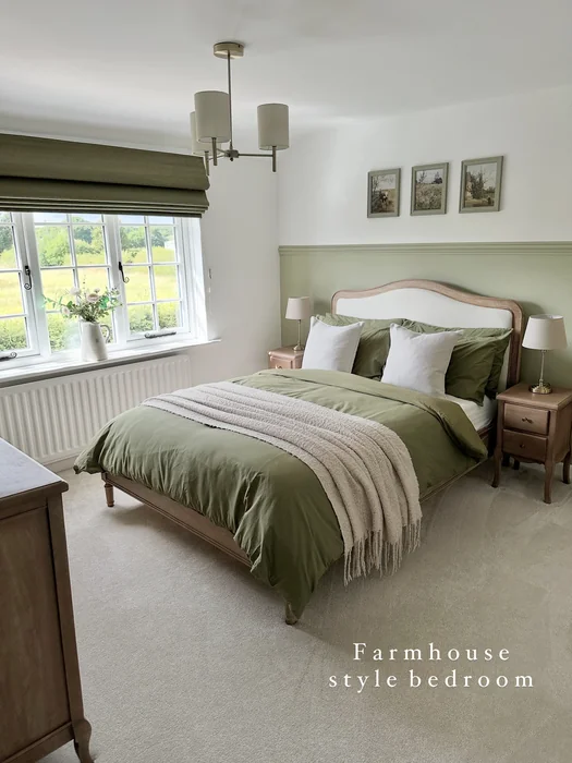 Sage Green Farmhouse Style Bedroom