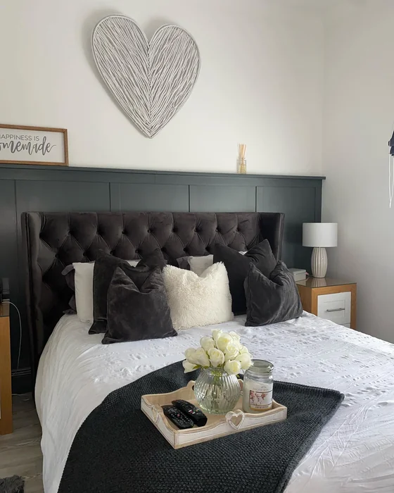 Woven Heart Wall Art Above Dark Headboard