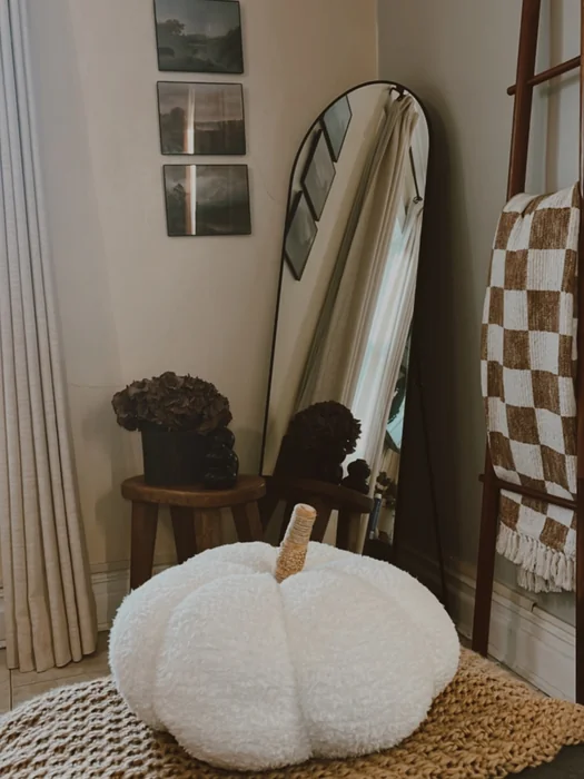 Bedroom Corner with Floor Mirror & Stool Vignette