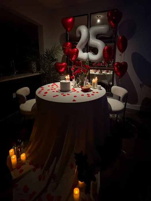 25th Birthday Romantic Candlelit Dinner Setup