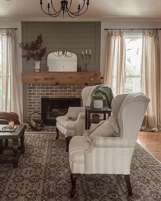 Farmhouse Fall Living Room with Shiplap Fireplace & Pom Garland