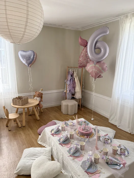 Mermaid Theme 6th Birthday Floor Party Setup