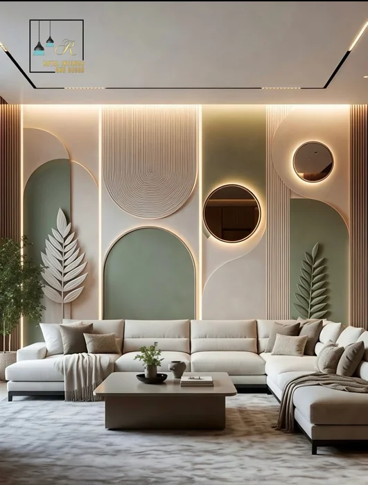 3D Sculptural Feature Wall with Arches, Mirrors and LED Lighting