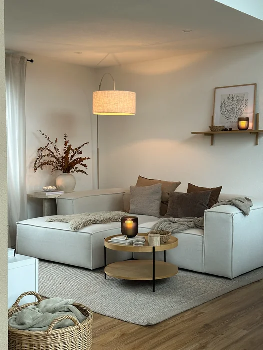 Minimalist Fall Apartment Decor with Dried Eucalyptus & Candles