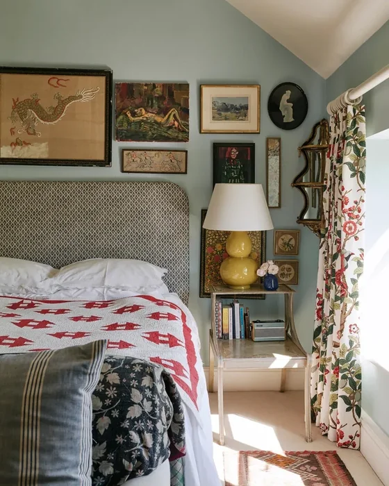 Eclectic Bedroom with Dragon Art Gallery Wall