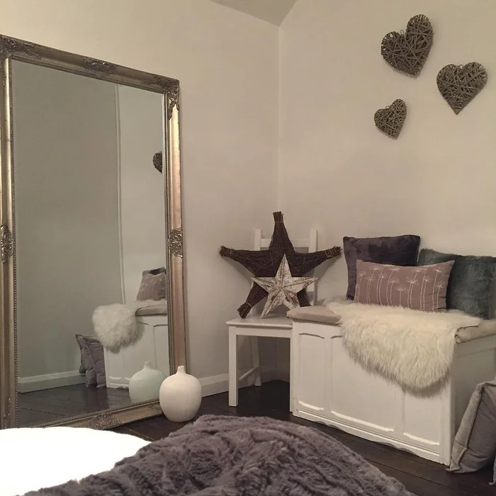 Silver Ornate Full Length Mirror in Bedroom Corner