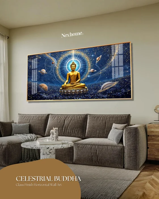 Buddha Wall Art Above Sofa – Celestial Living Room Decor