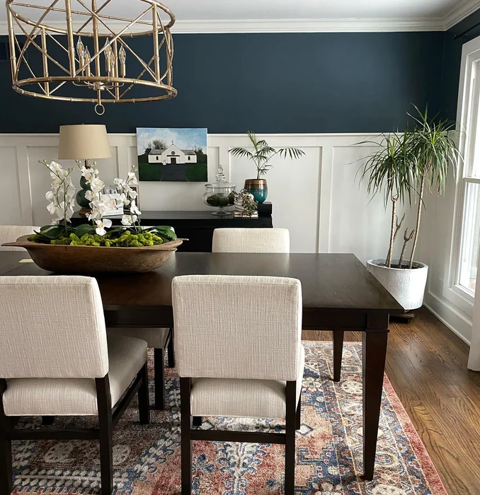 Two-Tone Navy Wall with Buffet Art Display
