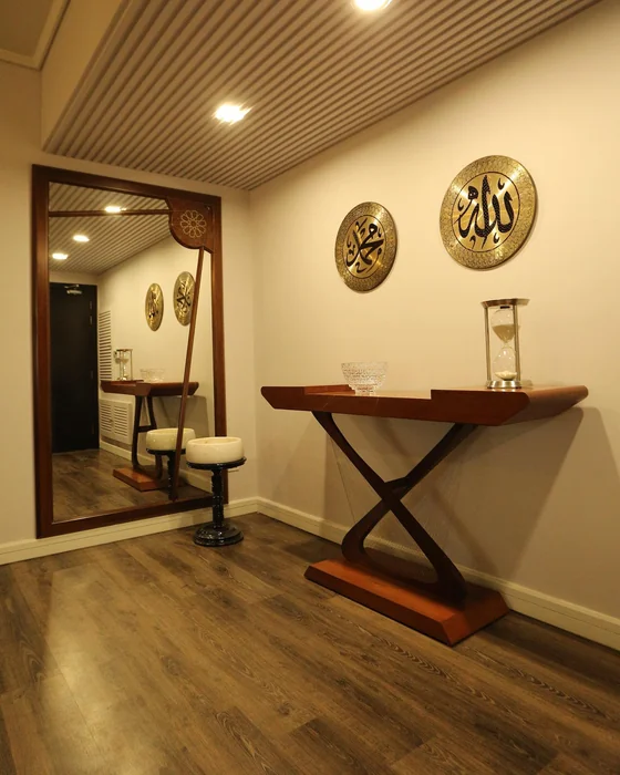 Full Length Mirror with Console Table in Hallway