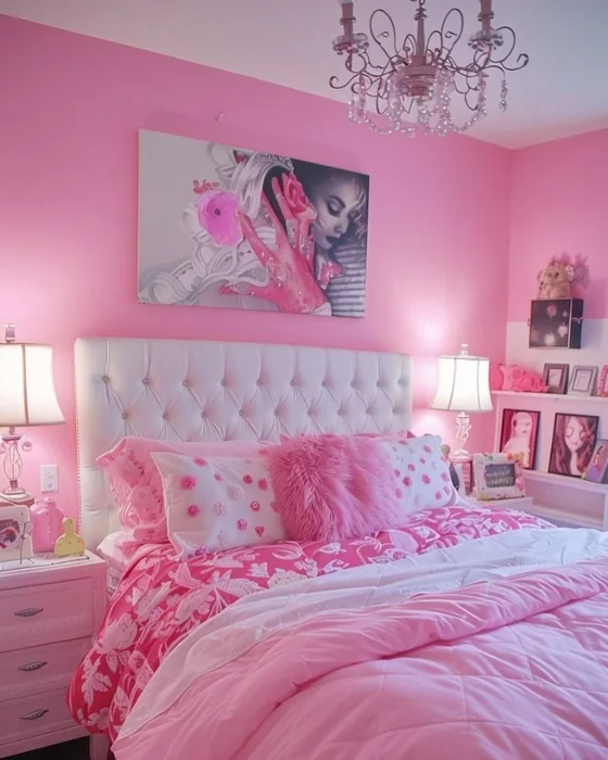 Bold Pink Glam Bedroom