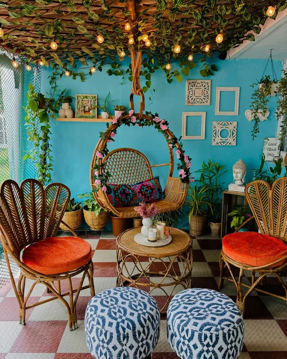 Outdoor Boho Coffee Table Seating Area