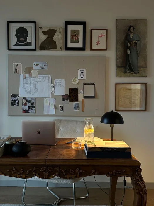 Aesthetic Office Wall With Pinboard